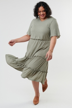 V Neck Bell Sleeve Dress